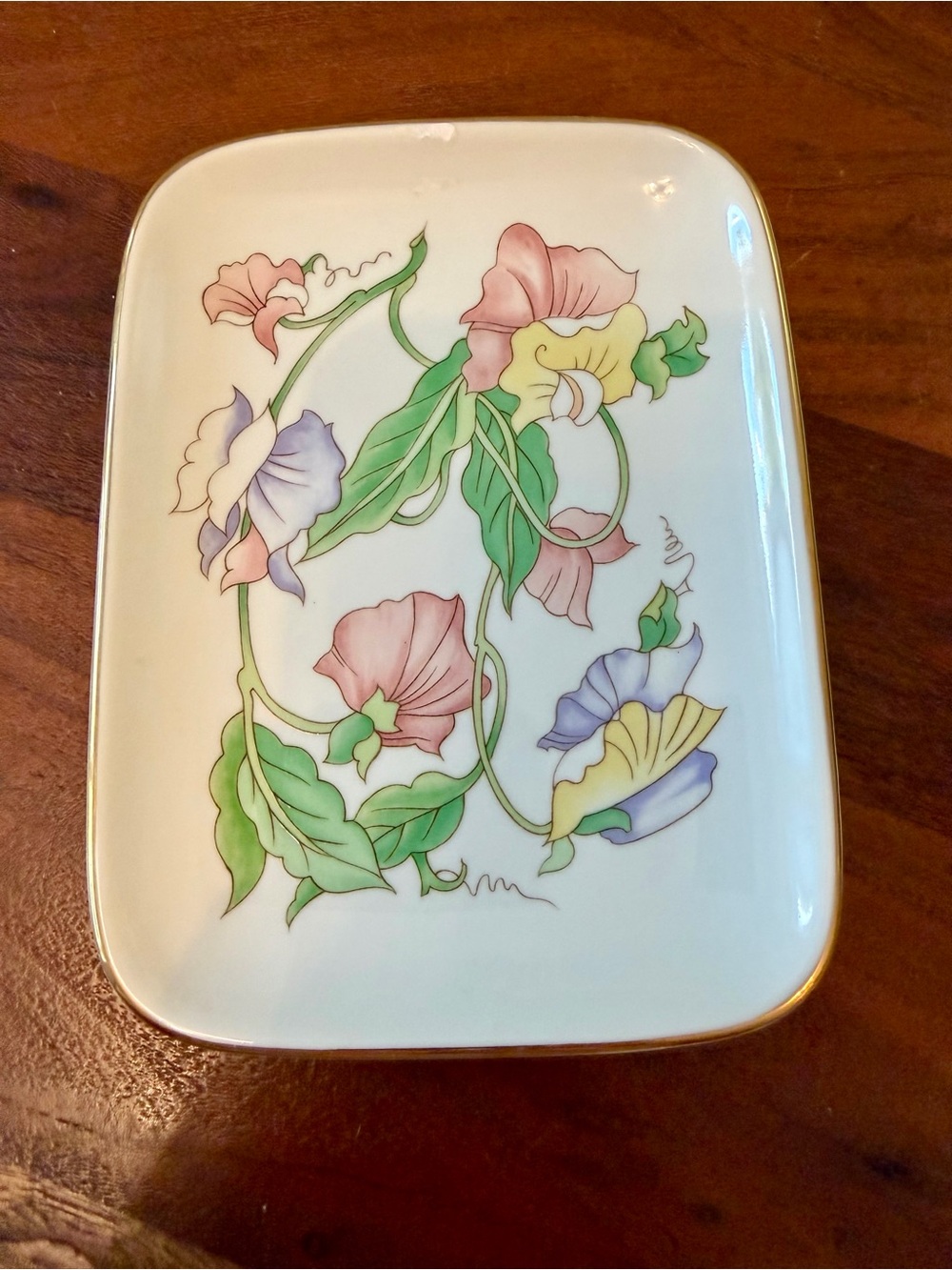 Vintage Ben Rickert Porcelain Jewelry Trinket Dish Vanity Tray Iris Floral China